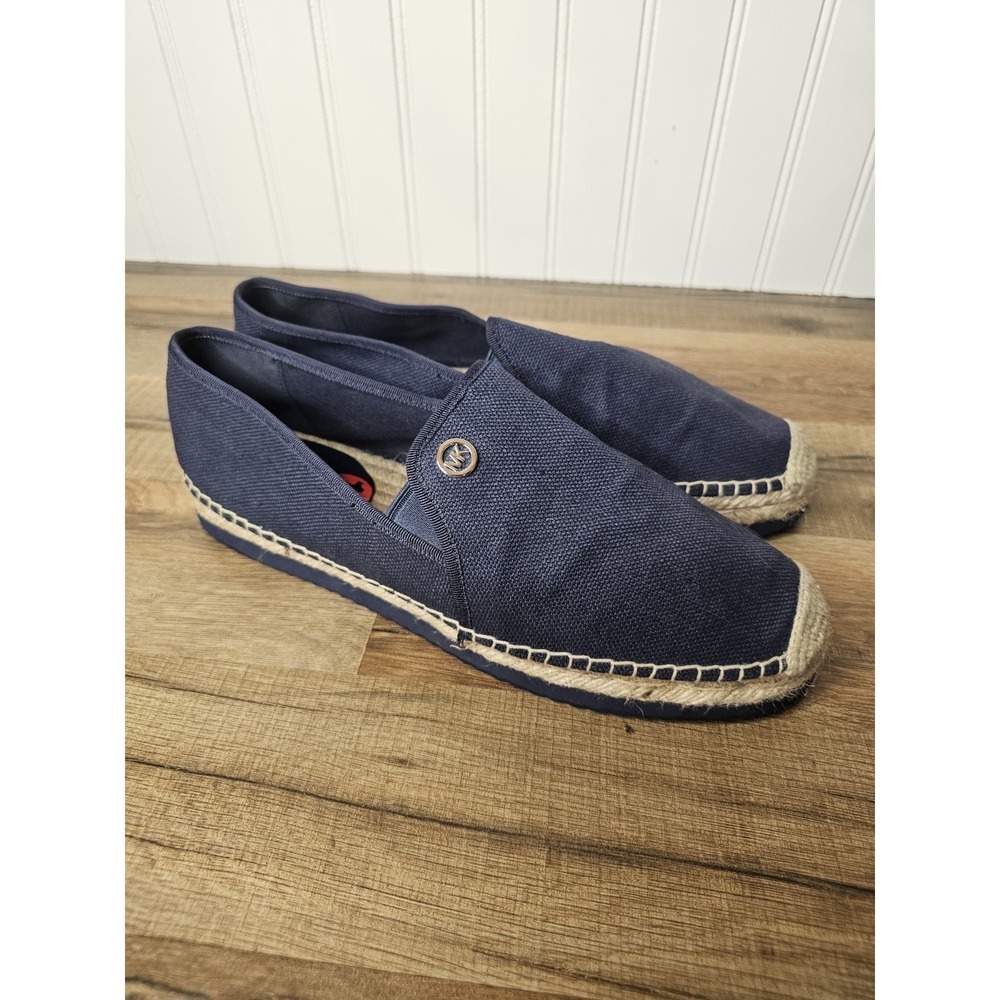 Michael Kors Espadrille Hastings Canvas Slip On Shoes Women's Size 10 Navy - Picture 2 of 8